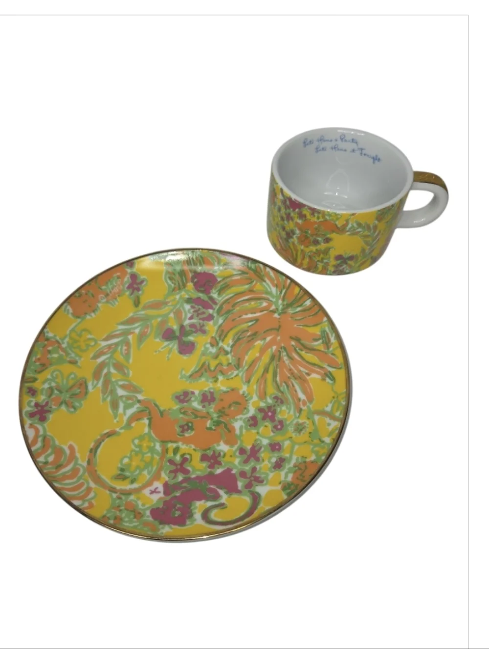 Lilly Pulitzer For Target 7" Dessert Plates Matching Expresso Cups With Rack - Picture 5 of 9